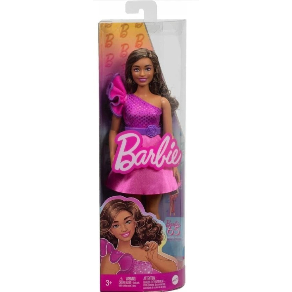 Barbie Fashionistas Doll - Brown Hair, Pink Sparkly Dress
