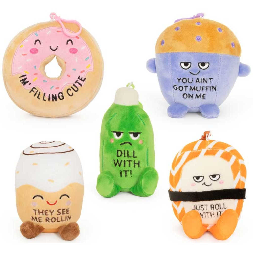 SNARKY FOOD PLUSH CLIP KEYRINGS - ASSORTED