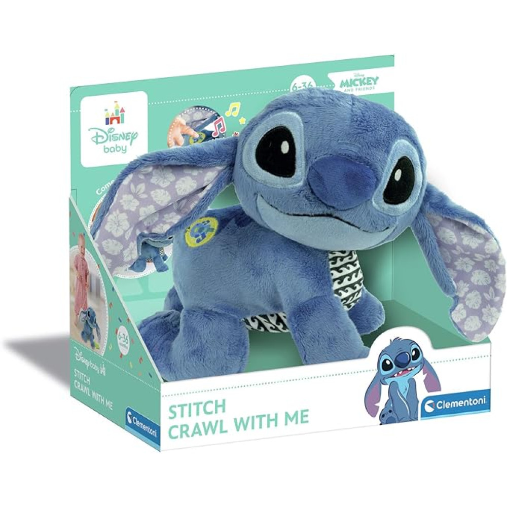 Disney Clementoni Baby Stitch Crawl with Me, Plush Toy