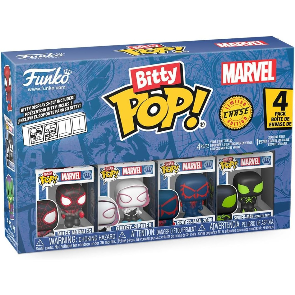 ¶Funko Pop! Bitty: Spider-Man - Miles Morales, Ghost Spider, Spider-Man 2099, and Mystery Chase Figure