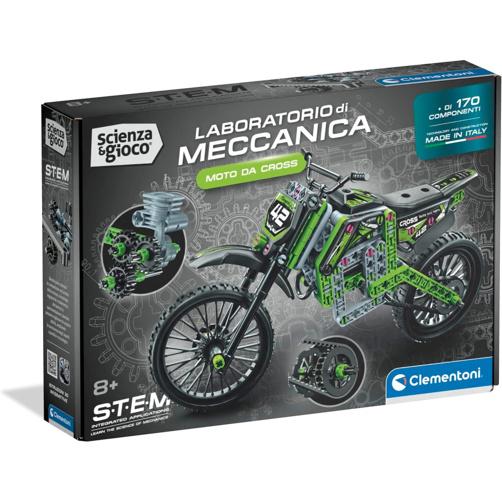 Clementoni Science and Play – Cross Motorcycle, Mechanics Workshop for Children