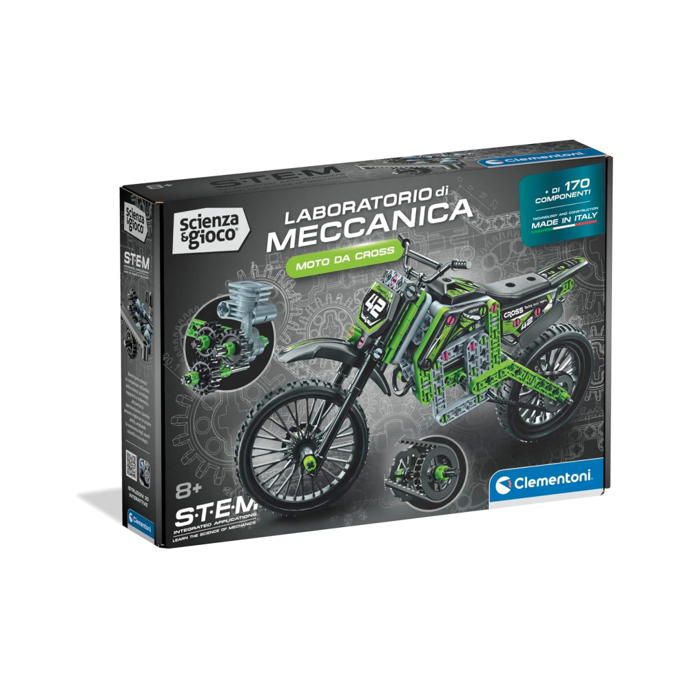 Clementoni Science and Play – Cross Motorcycle, Mechanics Workshop for Children