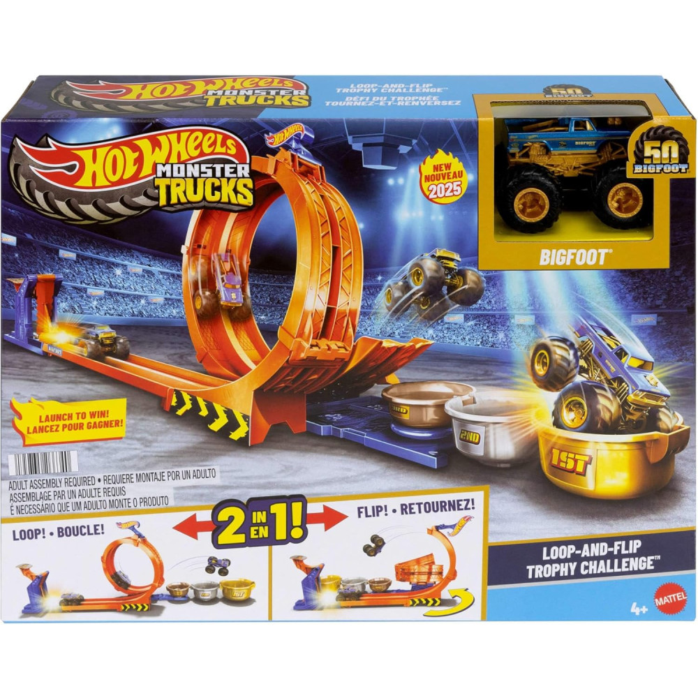 Hot Wheels Monster Trucks Loop & Flip Trophy Challenge Playset