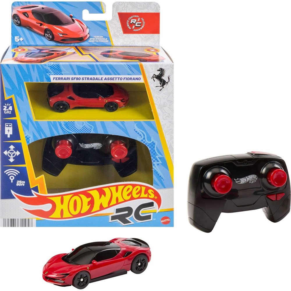 Hot Wheels RC 1:64 Ferrari Sf90 Stradale Assetto Fiorano Battery-Powered Remote-Control Car