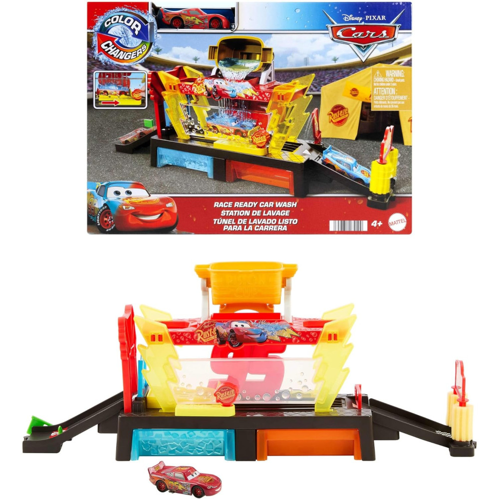 Disney And Pixar Cars Color Changers Race Ready Car Wash Playset & Color Changing Lightning Mcqueen