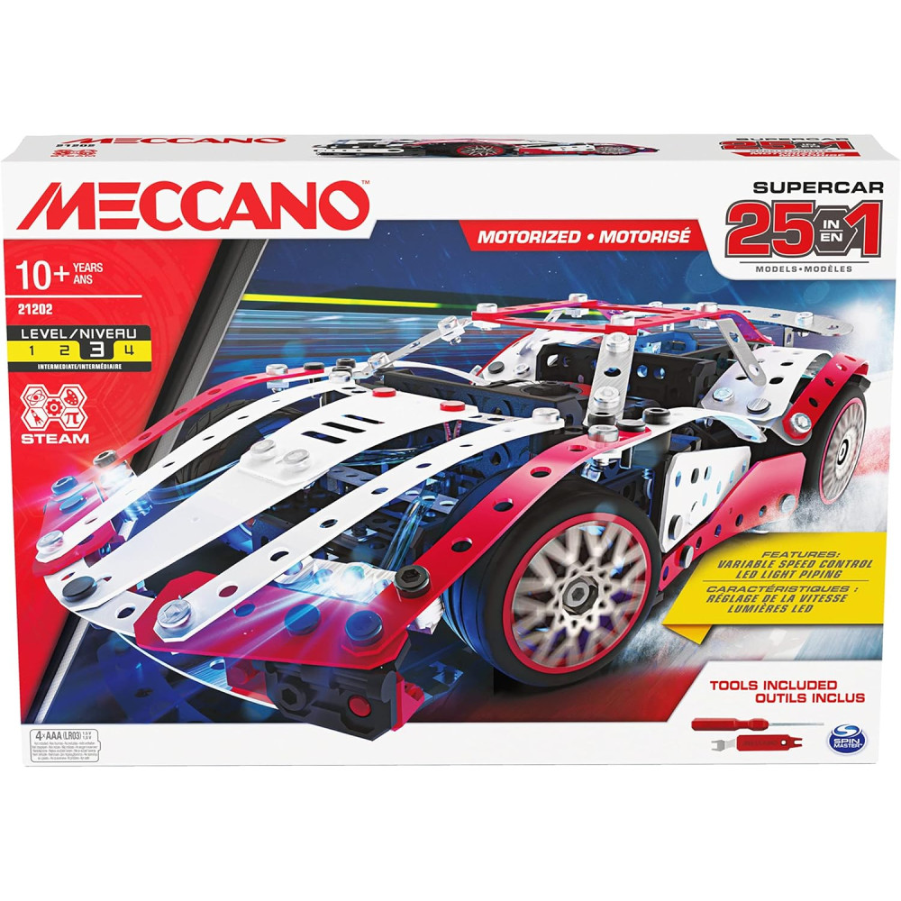 25-in-1 Motorized Supercar STEM Model Building Kit with 347 Parts