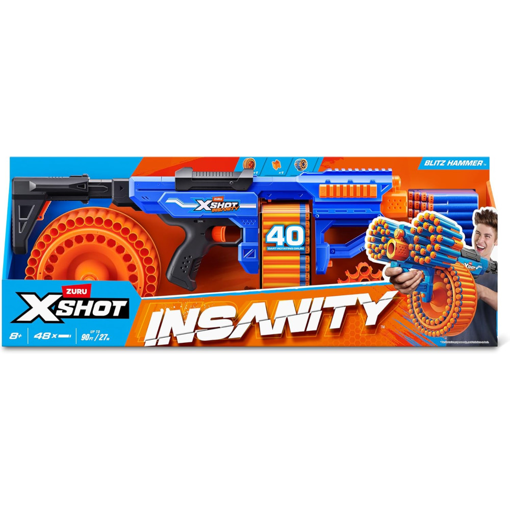 ZURU XSHOT Insanity Blitz Hammer with 48 Darts