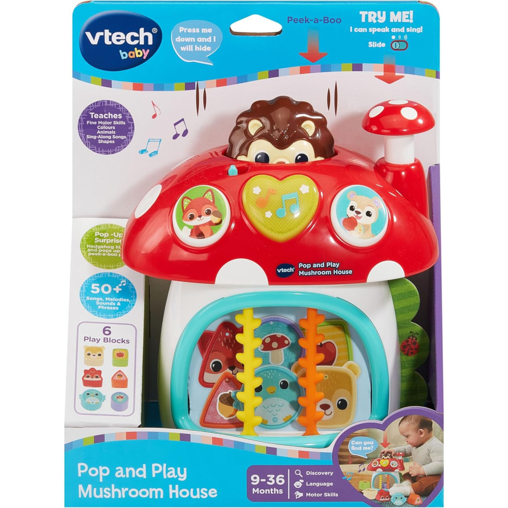 VTech Baby Pop & Play Mushroom House, Includes 6 Block Play Pieces