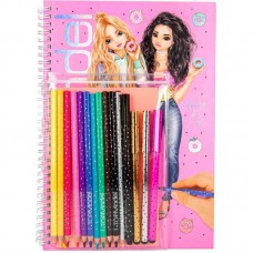 Coloured Pencils, Eraser And 4 Fine Pens, Topmodel