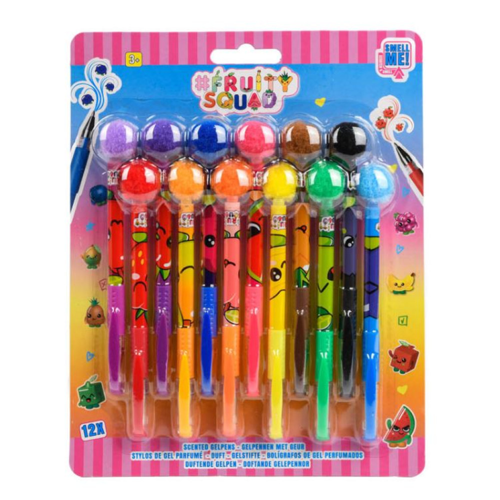 FRUITY SQUAD SCENTED GEL PENS WITH POM POM