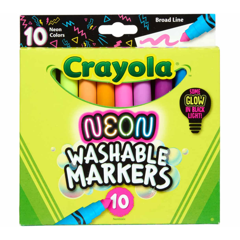 Neon Washable Markers, Broad Line, 10 Count