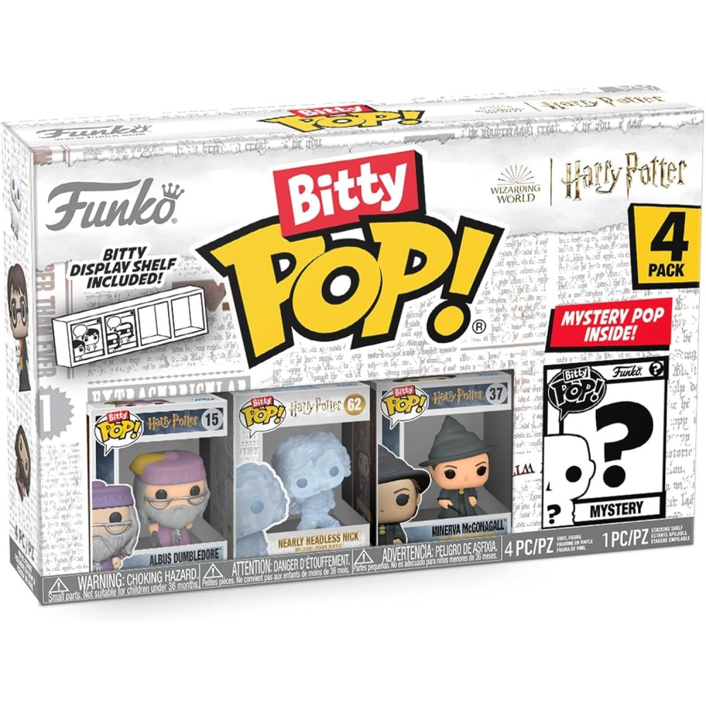 Funko Bitty POP! HP - Dumbledore, 4-Pack - Albus Dumbledore, Nearly Headless Nick, Minerva McGonagall and A Surprise Mystery Mini Figure