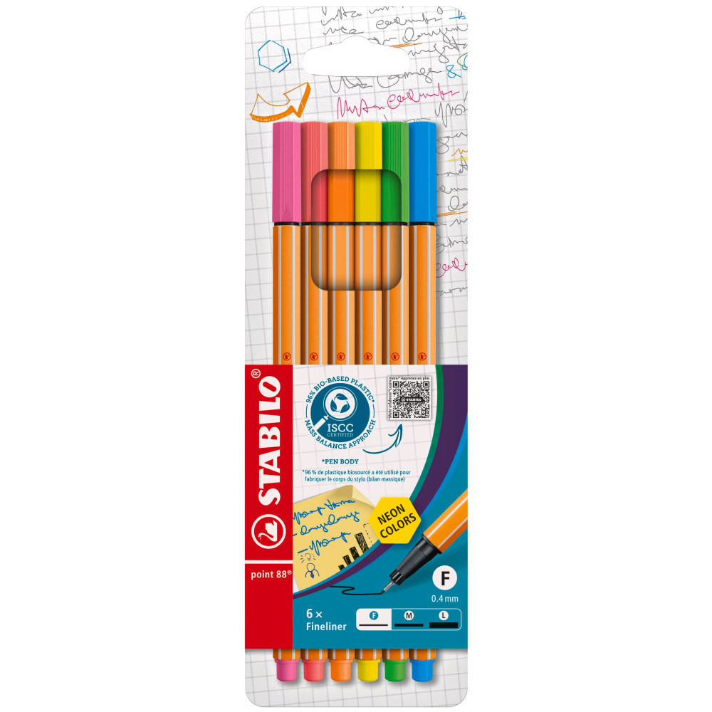 STABILO Point 88 Fineliner – 6-lı Neon Rəngli Qələm Seti