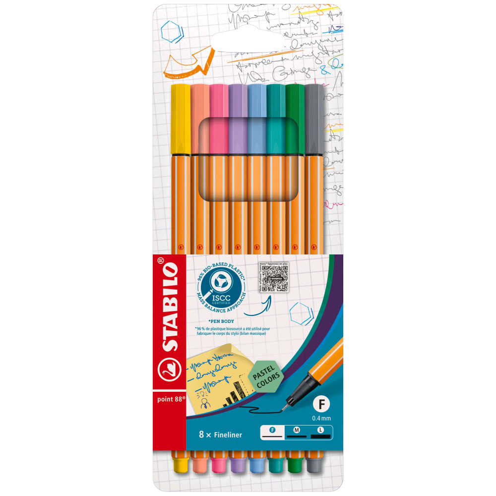 STABILO Point 88 Fineliner – 8-li Pastel Qələm Seti