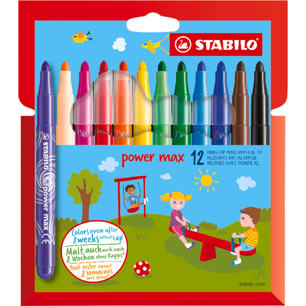 STABILO Power Max Flomaster – 12-li Set (Karton Qablaşdırma)