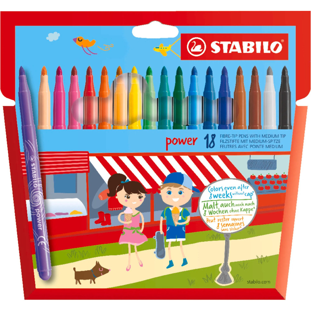 STABILO Power Felt-Tip Pens – Pack of 18