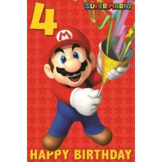 Super Mario Age 4 Today 4Th Birthday Card Gift
