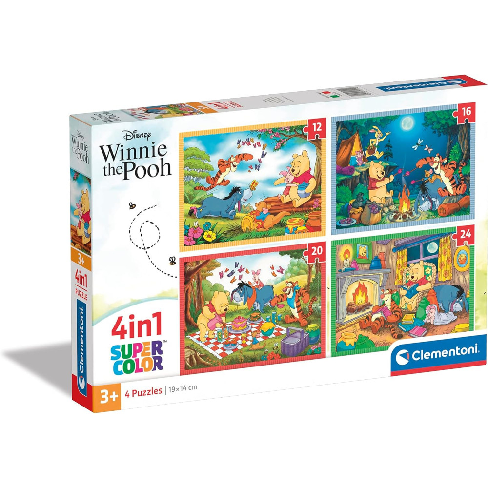Clementoni - 21514-4 In 1 Supercolor Puzzle - Disney Winnie The Pooh