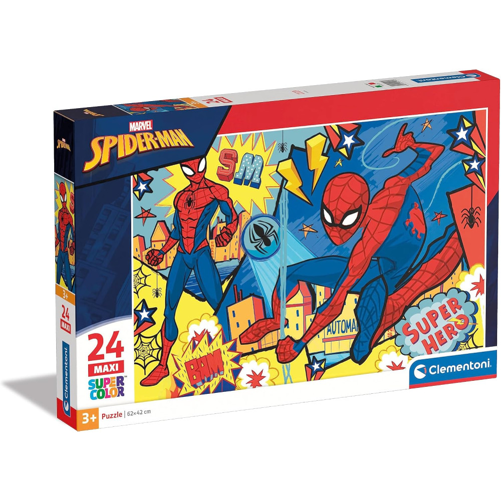 Clementoni - 24216 - Supercolor - Marvel Spiderman - 24 Maxi Pieces