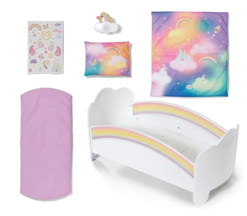 Körpə kukla üçün çarpayı Zapf Creation Baby Born Rainbow, ağ/bənövşəyi, 3+ yaş