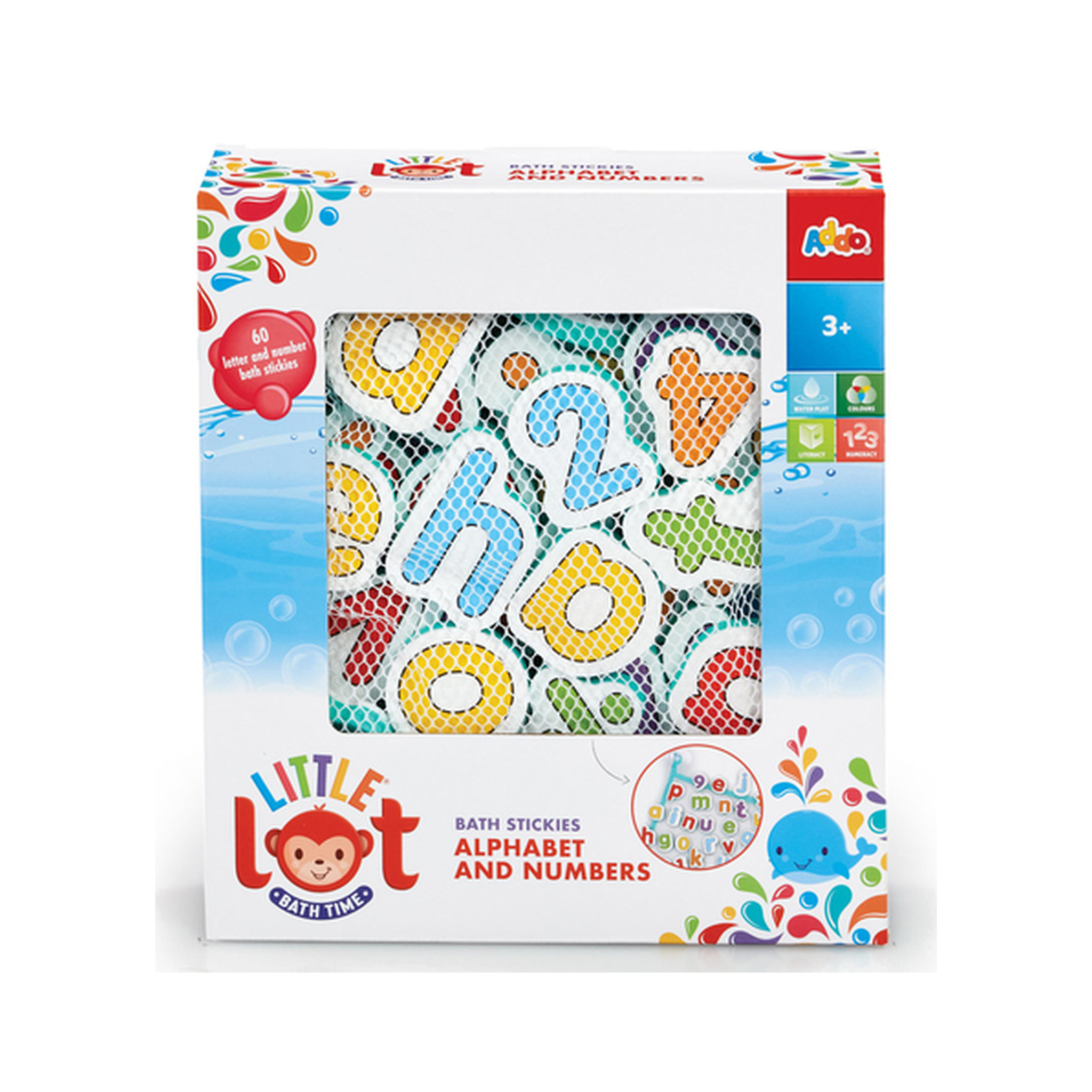 Vanna üçün inkişaf etdirən stikerlər Addo Little Lit Bathtime Alphabet and 
Number Stickies, 45 əd, 3+ yaş