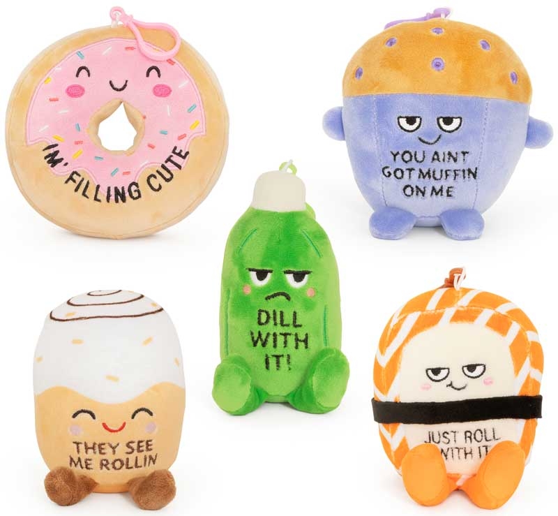 SNARKY FOOD PLUSH CLIP KEYRINGS - ASSORTED
