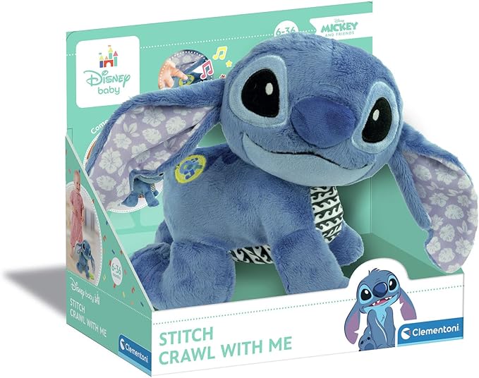 Disney Clementoni Baby Stitch Crawl with Me, Plush Toy