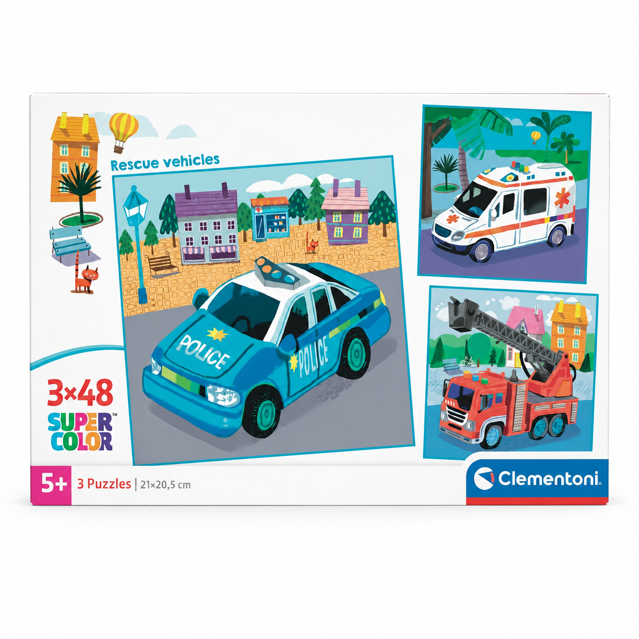 Puzzle Super Color Rescue Vehicles 3x48 pcs