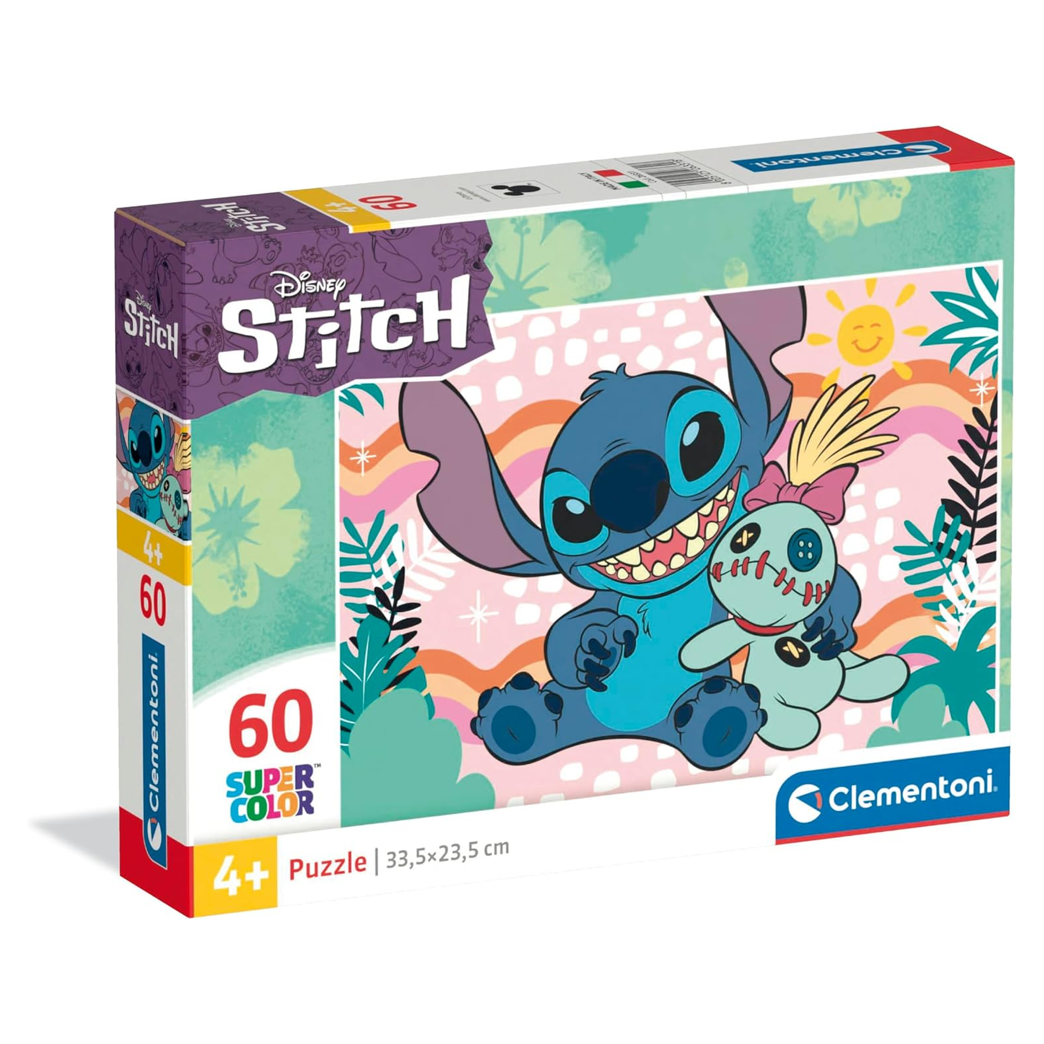Puzzle 60 Pieces Supercolor,Illustration with Disney Lilo and Stitch Cartoon Characters