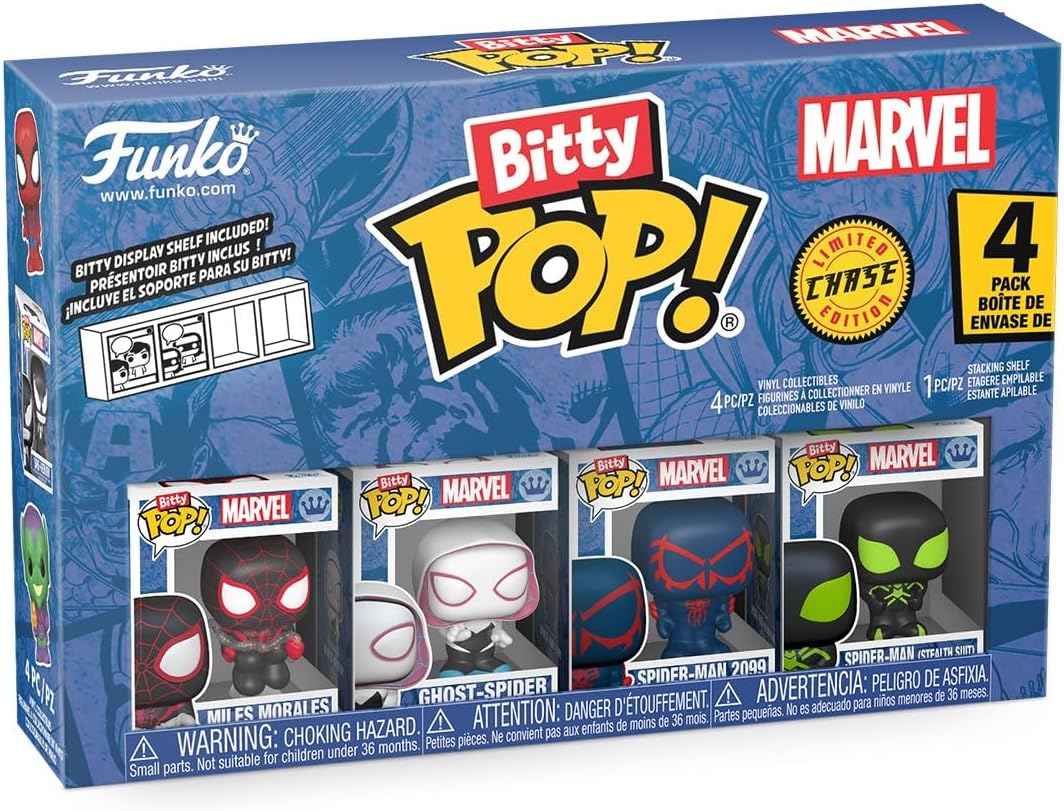 ¶Funko Pop! Bitty: Spider-Man - Miles Morales, Ghost Spider, Spider-Man 2099, and Mystery Chase Figure