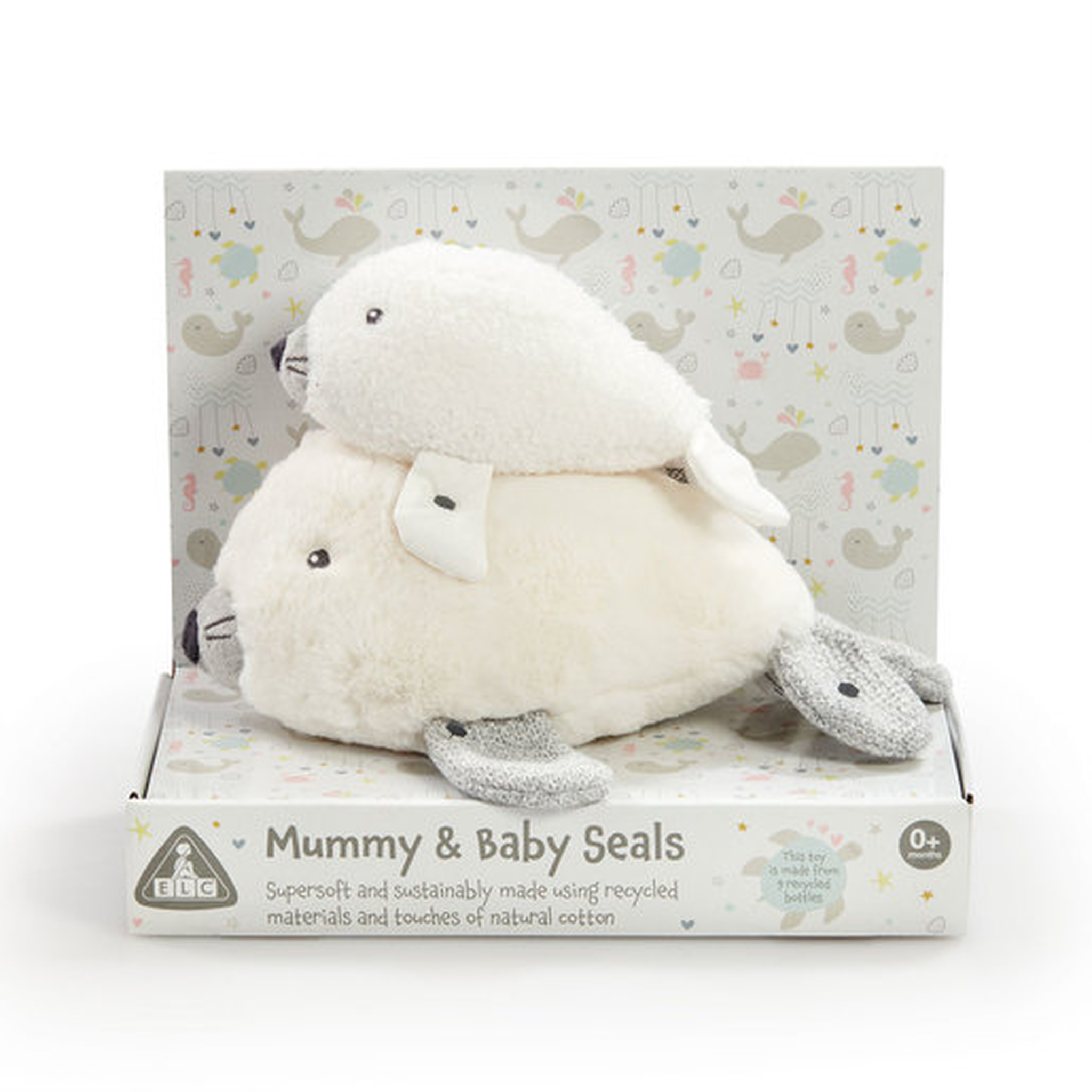 Yumşaq oyuncaq dəsti ELC Mummy&Baby Seals, peluş, boz, 13x27x30 sm, 0 
aydan