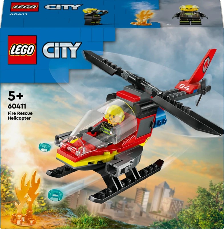 Konstruktor LEGO City Fire Rescue Helicopter 60411, 5+ yaş, 85 element