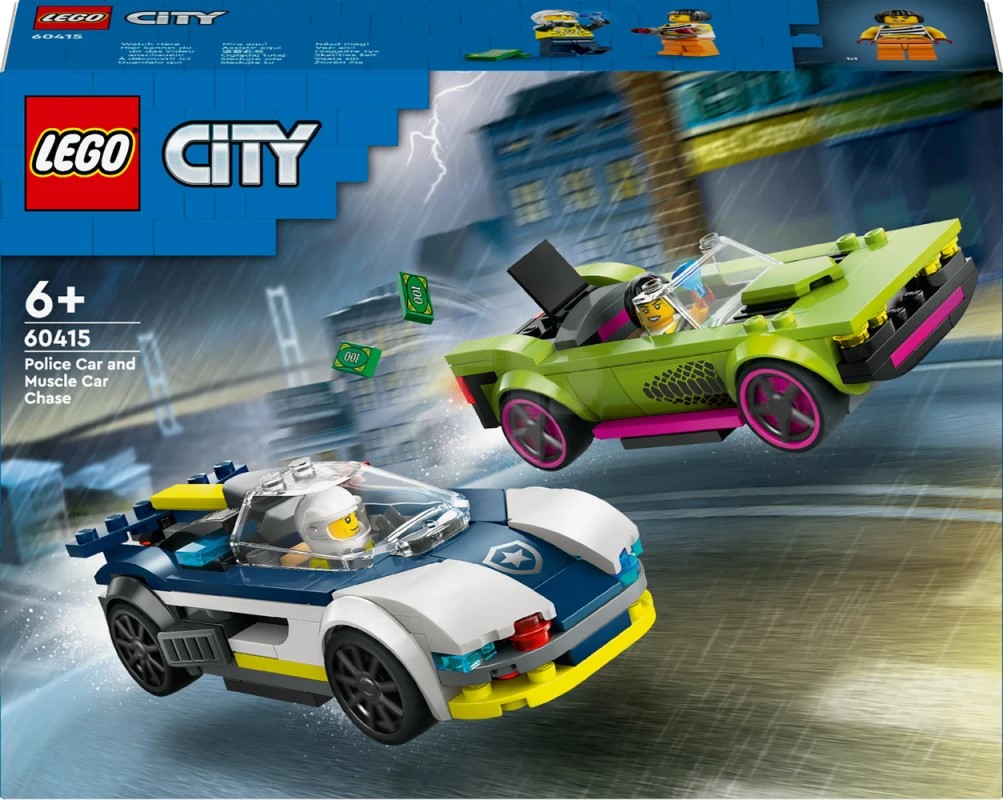 Konstruktor LEGO City Police Car and Muscle Car Chase 60415, 6+ yaş, 213 
element