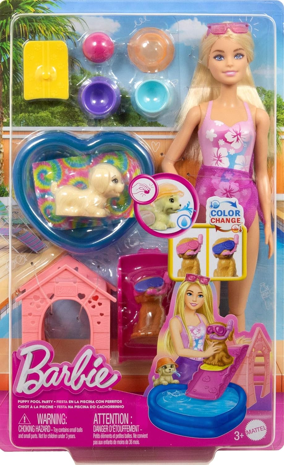 Barbie Köpəklərlə Hovuz Partiyası Oyun Dəsti
