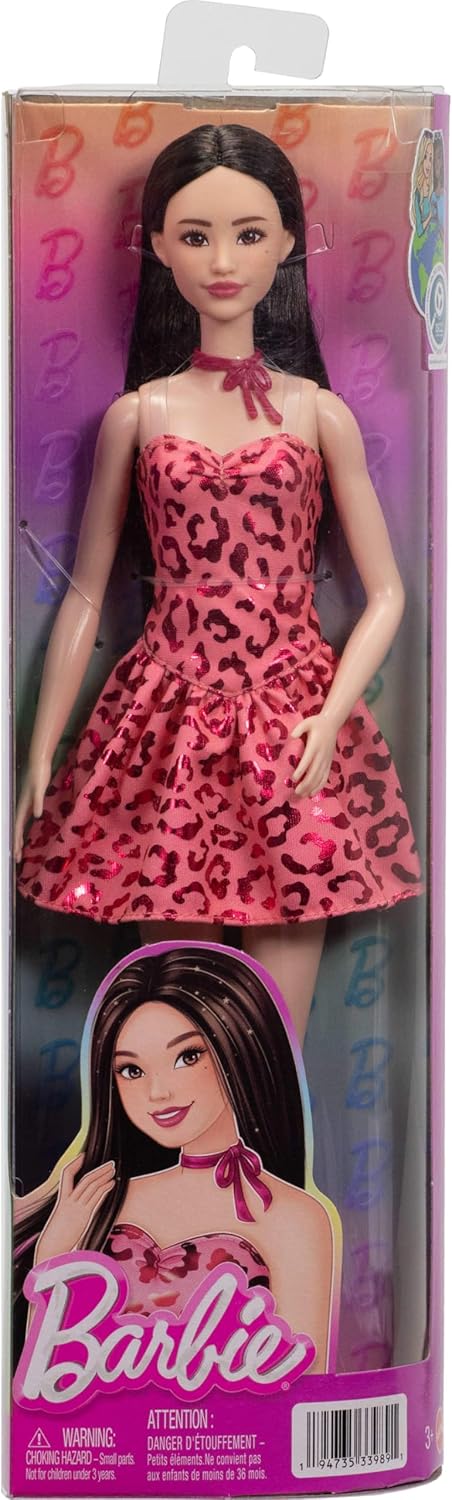 Barbie Fashionistas kuklası çəhrayı leopard naxışlı donlu