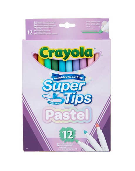 12 Supertips Washable Markers Pastel Colours