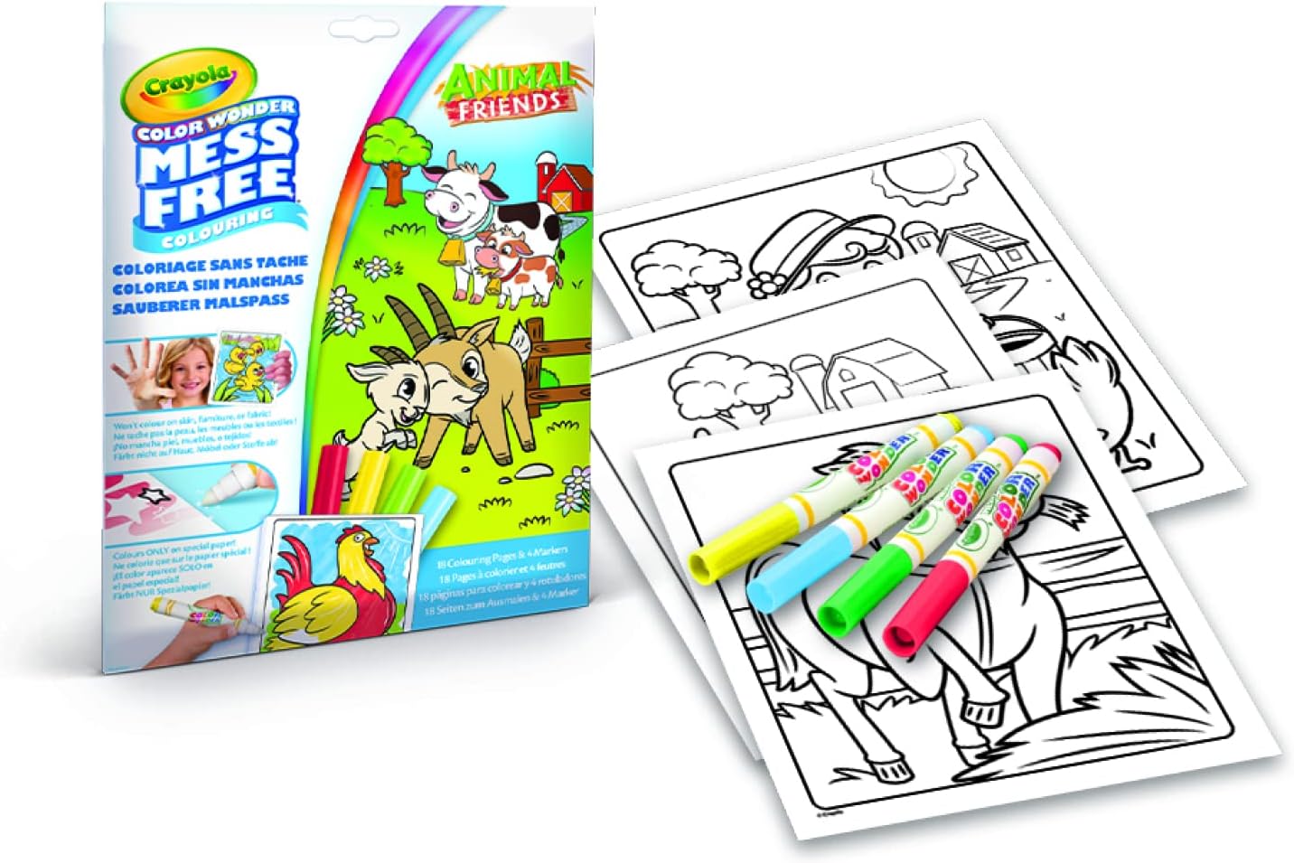 Color Wonder Set Animal Friends, Foldalope, 4 Markers