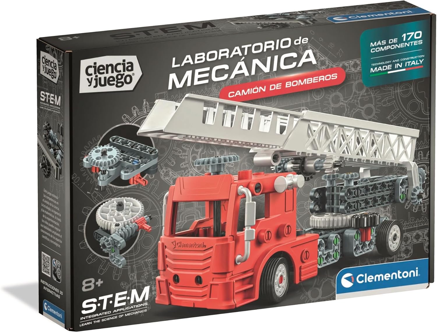 Clementoni - Science & Game, Mechanics Lab: Fire Truck, Stem Building Set