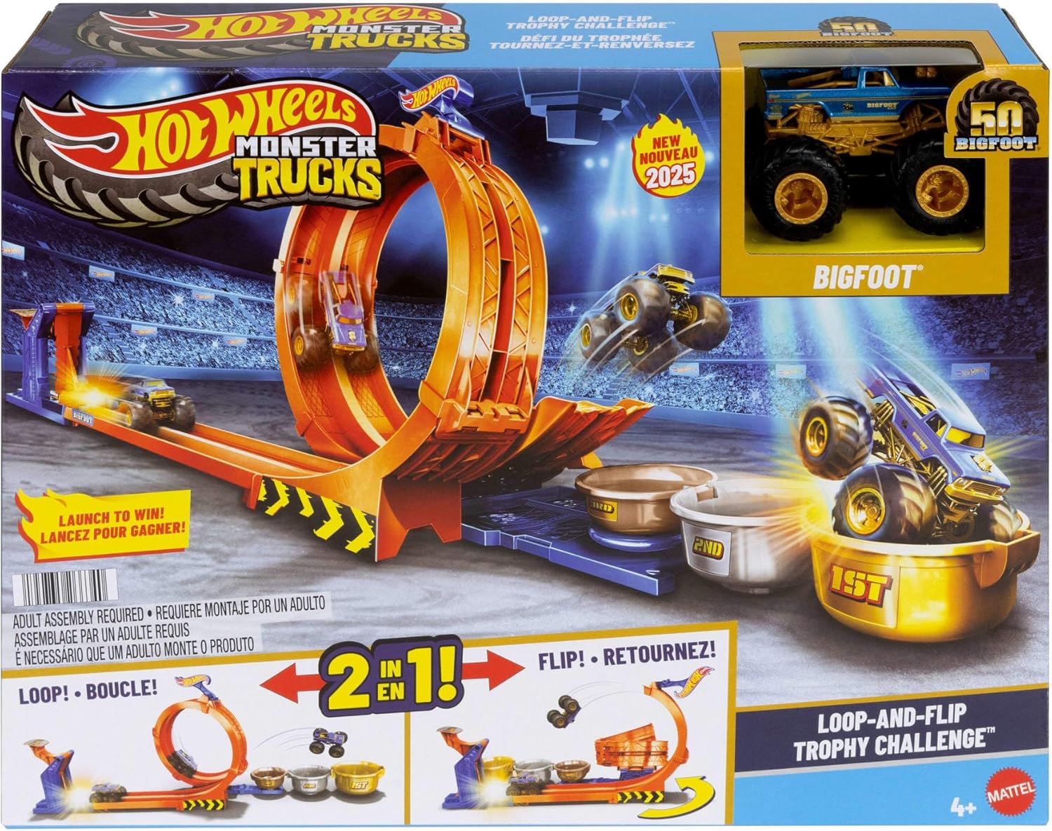 Hot Wheels Monster Trucks Loop & Flip Trophy Challenge Playset