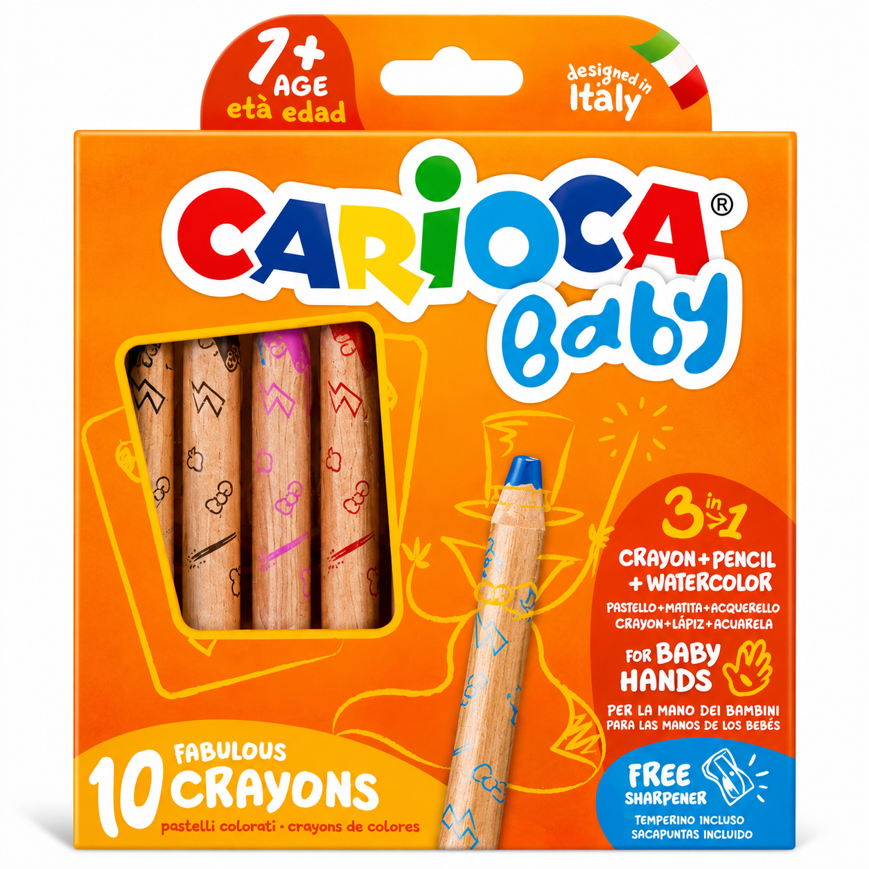 Təbaşirlər Carioca Baby 42818 3 In 1, 10 rəng