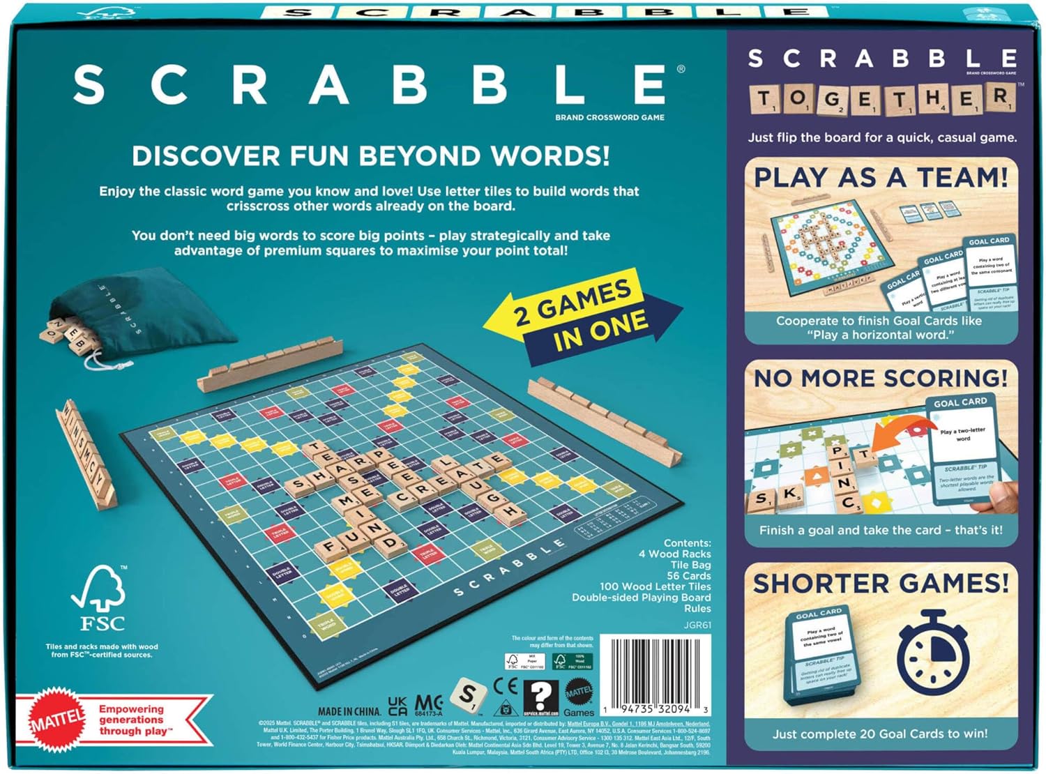 Mattel Games Scrabble Board Game, Classic Family Word Fun,