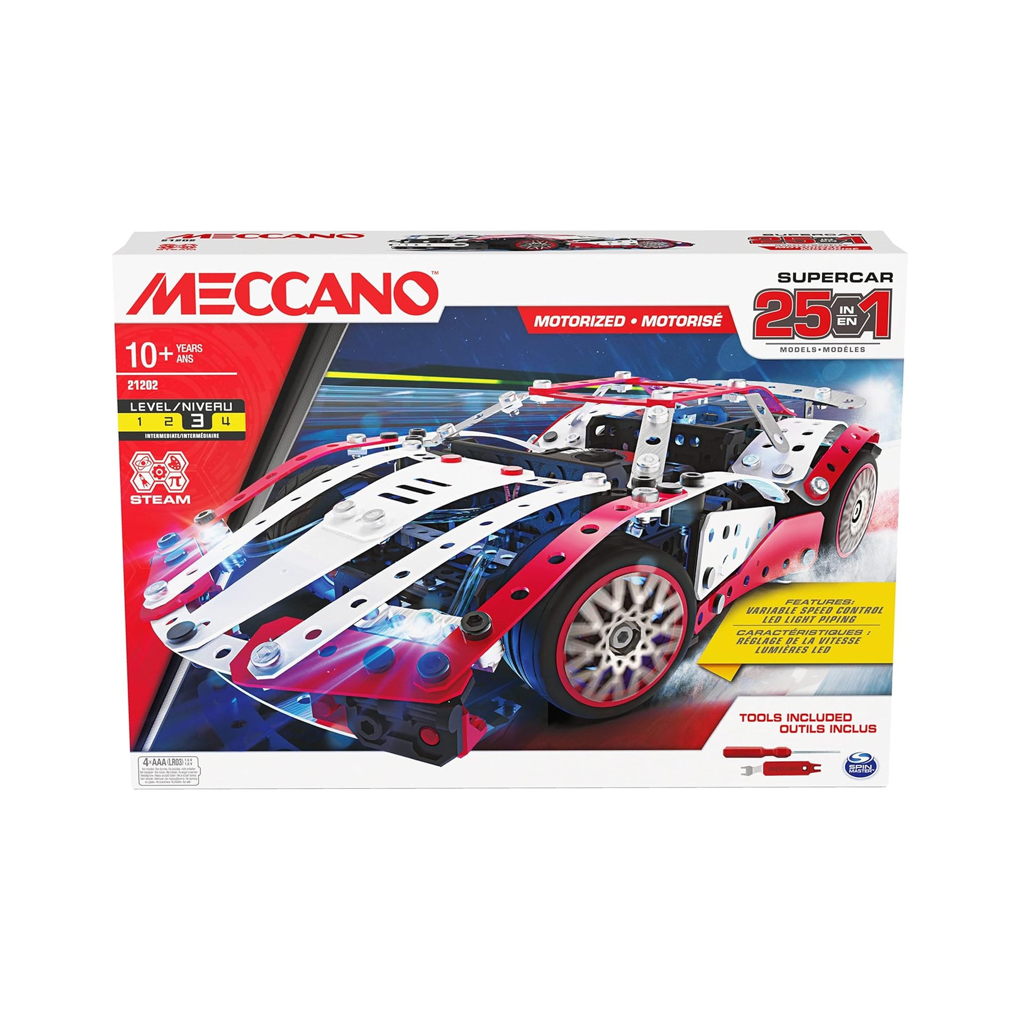 25-in-1 Motorized Supercar STEM Model Building Kit with 347 Parts