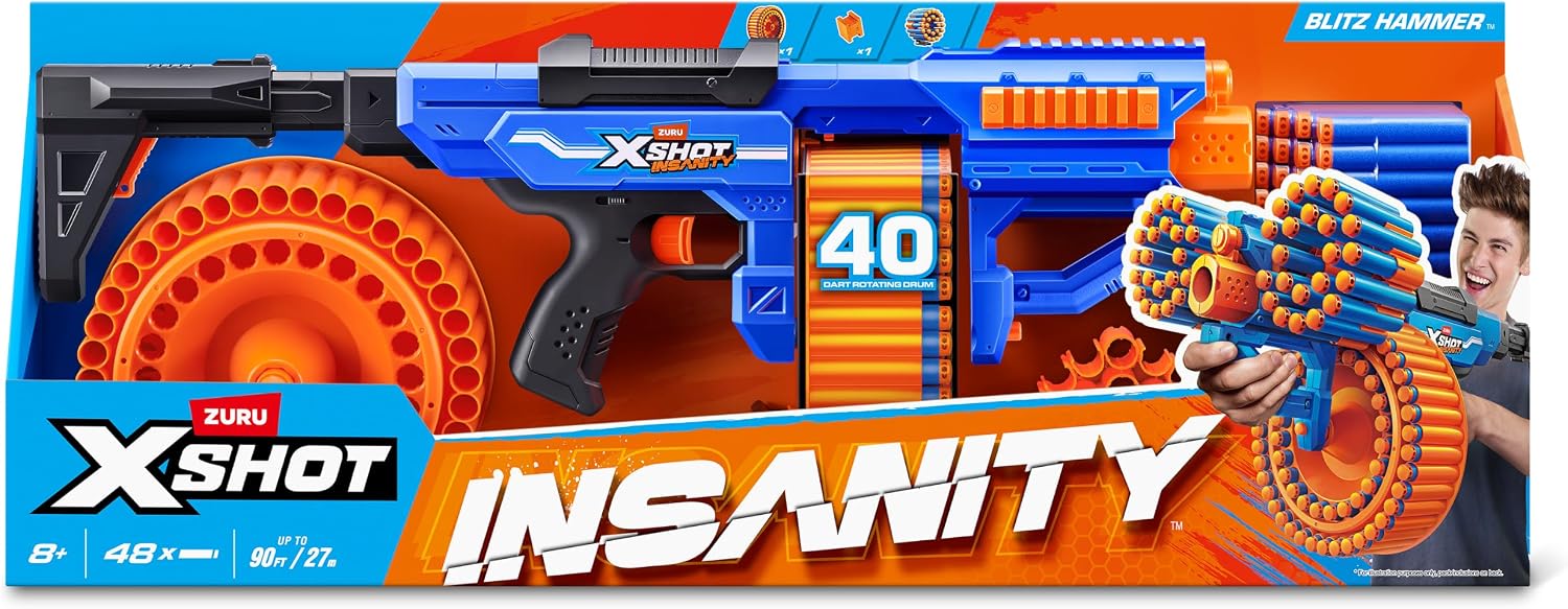 ZURU XSHOT Insanity Blitz Hammer with 48 Darts