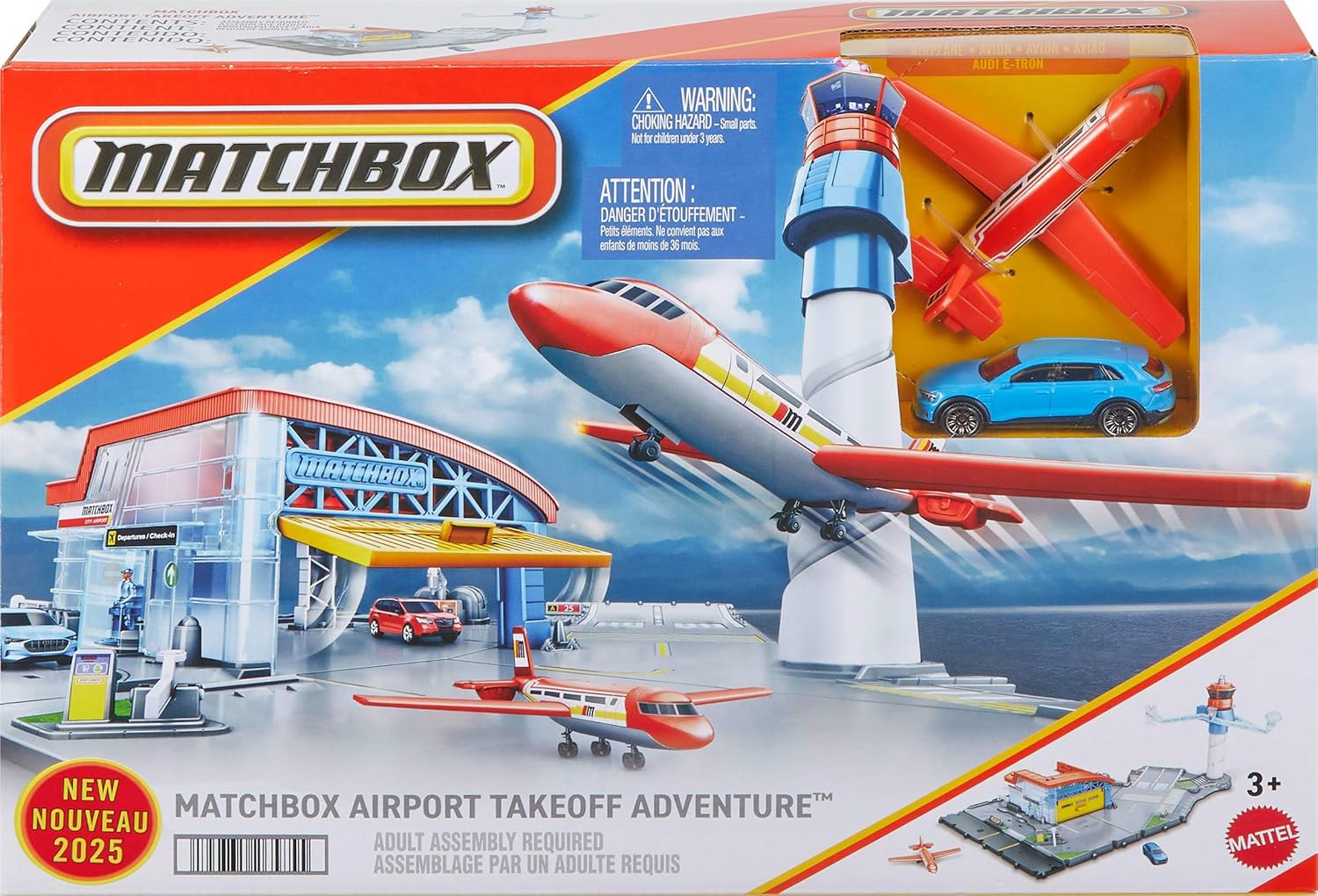 Matchbox Airport Takeoff Adventure Playset With 1 Die-Cast Toy Audi Car & 1 Plastic Plane