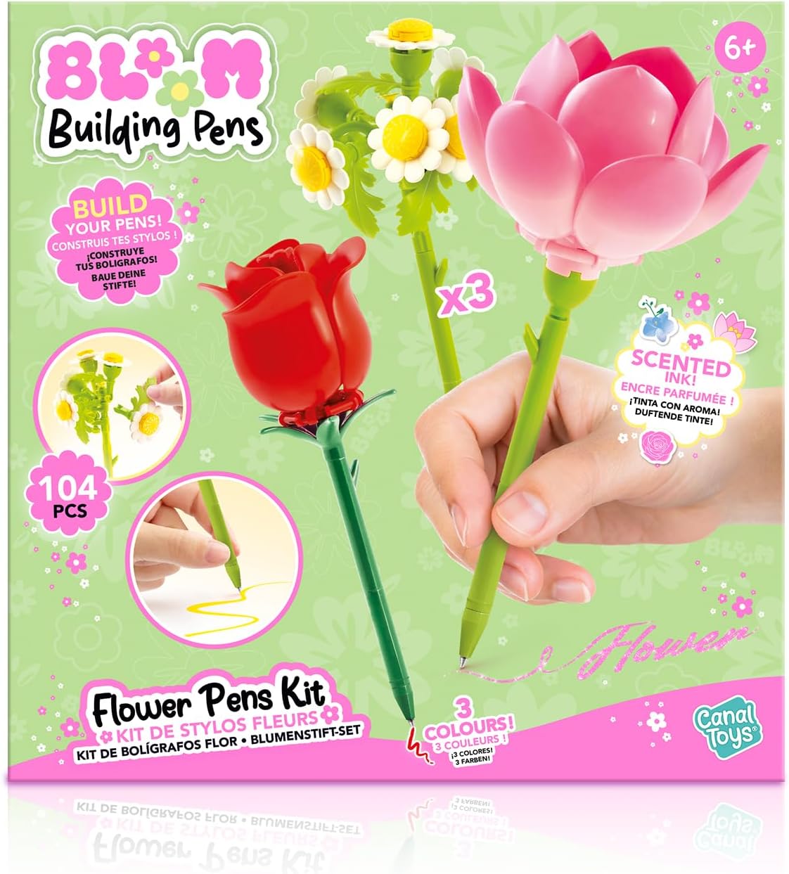 Flower Building Pen for Children (Pack of 3)