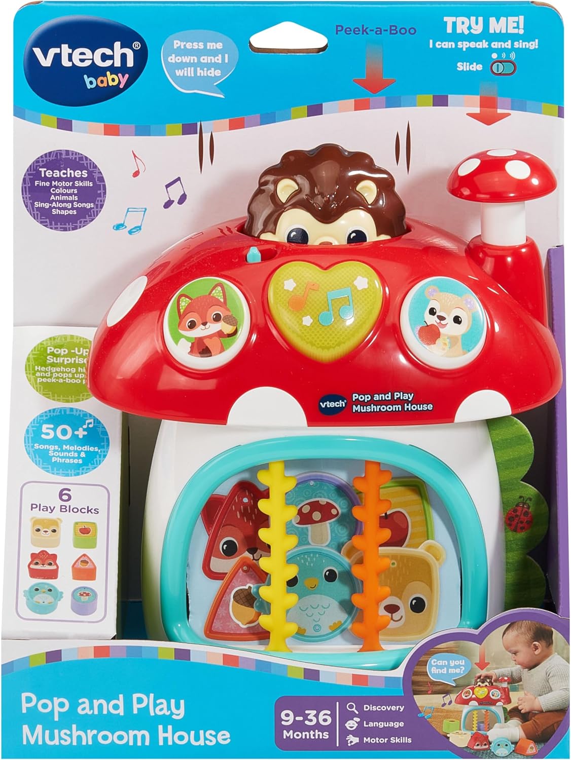 VTech Baby Pop & Play Mushroom House, Includes 6 Block Play Pieces
