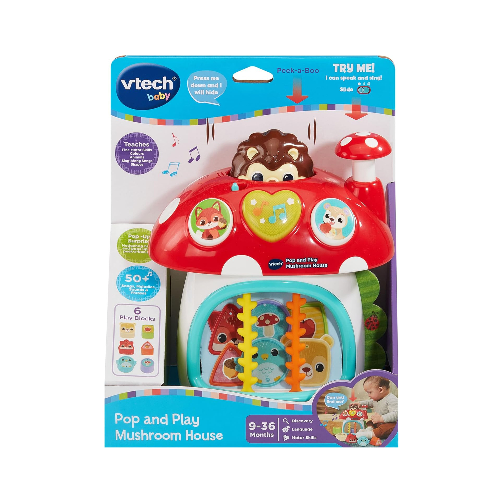 VTech Baby Pop & Play Mushroom House, Includes 6 Block Play Pieces