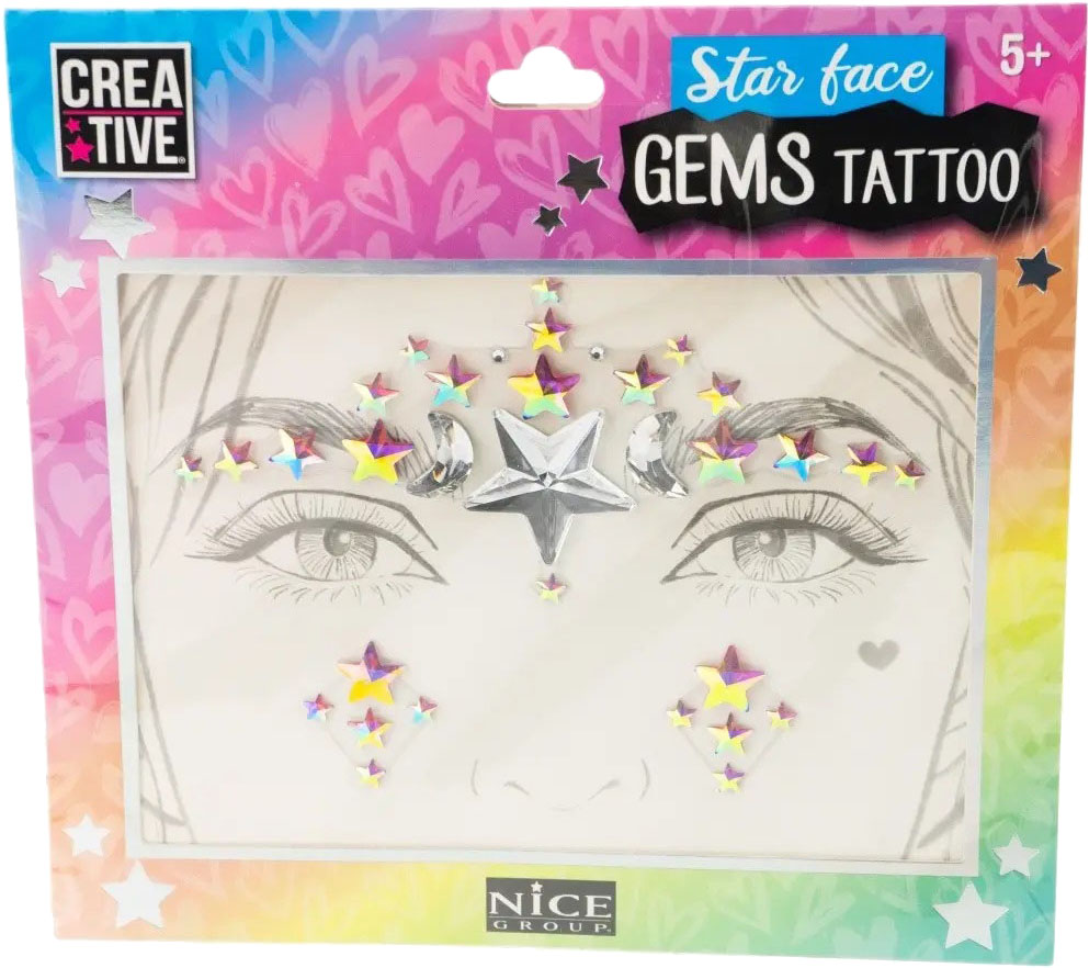 Star Face Gems Tattoo