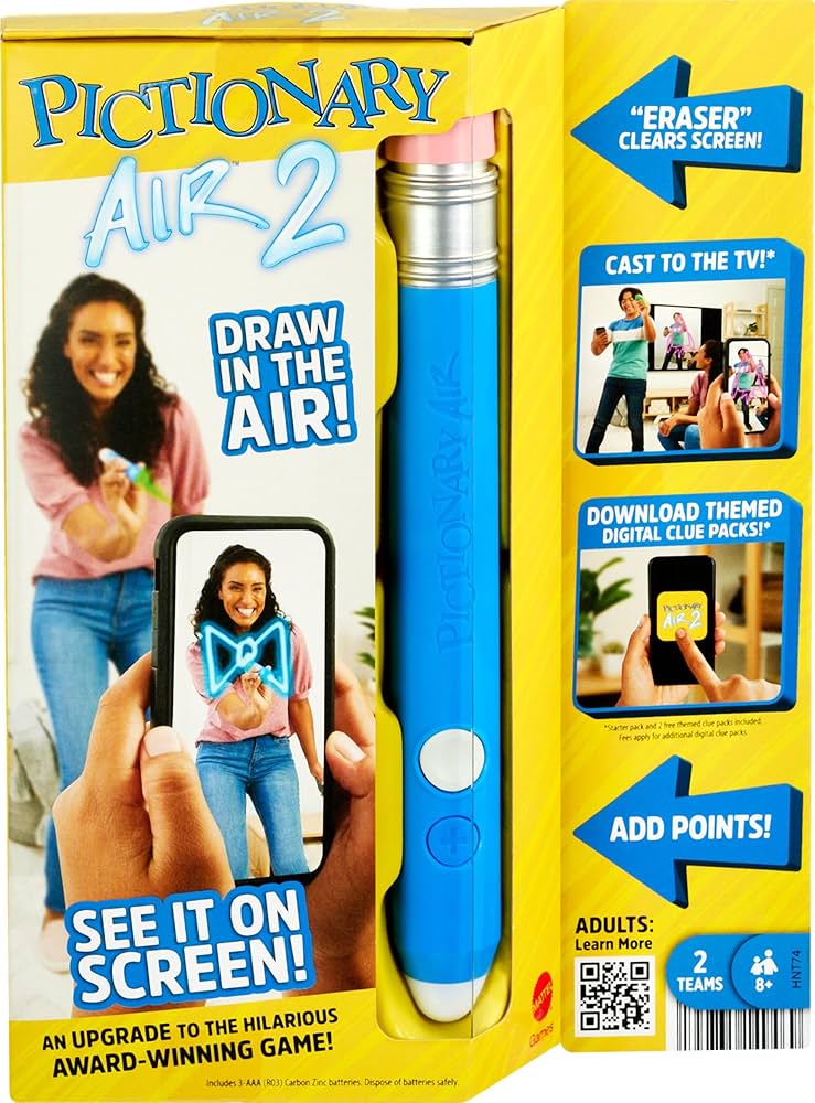 Pictionary Air 2 Drawing Game with App, Includes Light Pen and Term Cards