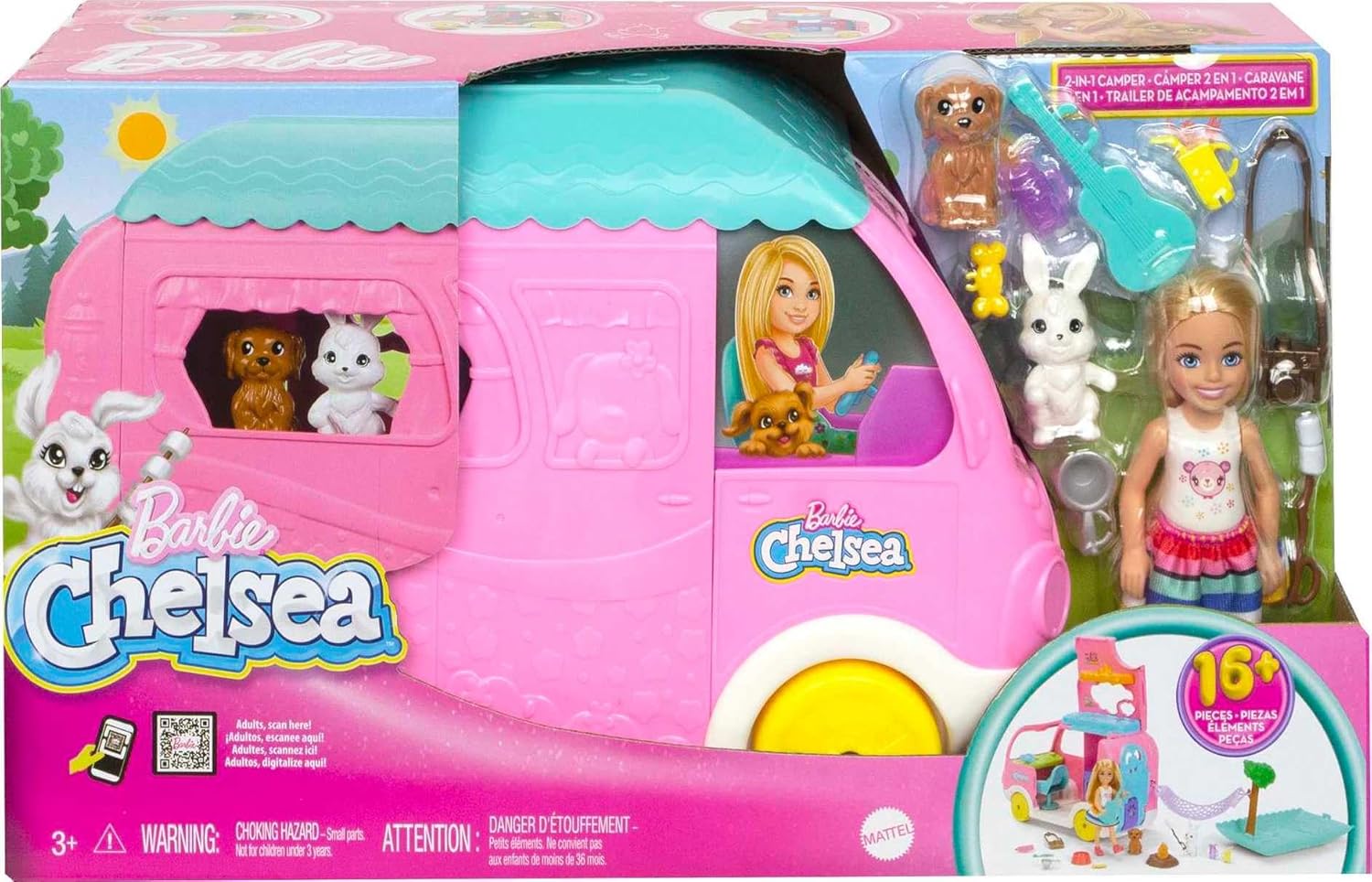 BARBIE Chelsea 2-in-1-Camper - Spielzeugfahrzeug mit Pool